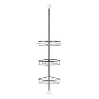 Duschregal Teleskop Ohne Bohren mit 3/4 Duschkorb Ecke Rutschfestes Stabiles Badezimmer Regal Aus Metall Höhenverstellbar Teleskopregal Bad,110–280 cm (3-lagiger Edelstahl)