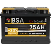 BSA Autobatterie 75Ah 12V +30% Power ersetzt Batterie 70Ah 72Ah 74Ah 77Ah 80Ah