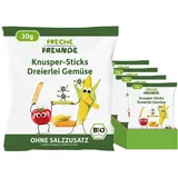 Freche Freunde Bio Knusper Sticks-Dreierlei Gemüse, Knabberzeug für Kinder & Babys ab 12 Monaten, ohne Salzzusatz, 8er Pack (8x 30 g)