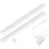 ledscom.de LED Unterbau-Leuchte SIRIS weiß matt, flach, je 50cm, je 655lm, weiß, 2er Set