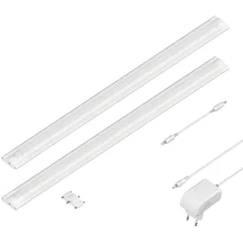 ledscom.de LED Unterbau-Leuchte SIRIS weiß matt, flach, je 50cm, je 655lm, weiß, 2er Set