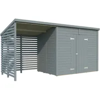 Palmako Leif Gerätehaus 460 x 170 cm Hellgrau Lackiert