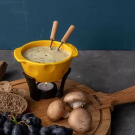 boska food tools Boska Fondueset Mini Cheesy - Fondue - Für Käsefondue - 300 ml - Spülmaschinenfester Fonduetopf - Dutch Fondue - Gelb/Schwarz