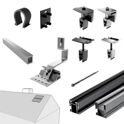PV-Montagesystem Ziegeldach einstellbar, horizontal für PV-Module, 2 Kollektoren, Mounting Systems