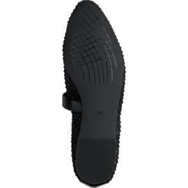 Marco Tozzi Damen Ballerinas weiches Feel Me Fußbett weiches Innenfutter Vegan Strap, schwarz (Black Comb), 41 EU
