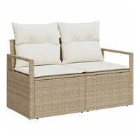 VidaXL Gartensofa mit Stauraum und Kissen Beige Poly Rattan