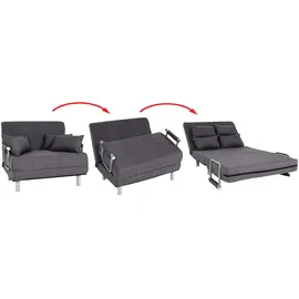 Mendler HWC-K29, Klappsessel Schlafsofa Gästebett Relaxsessel, Liegefläche 186x97cm Stoff (270g/m2) dunkelgrau