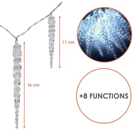 Spetebo LED Eiszapfen Lichterkette mit Batterie - Timer / 8 Funktionen - 20 LED kaltweiß