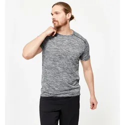 T-Shirt Herren atmungsaktiv Rundhalsausschnitt Fitness - Essential graumeliert, grau, 2XL
