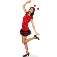 KarnevalsTeufel.de Kinder-Kostüm Lady Bug, Teenager-Kostüm, Teenie-Kostüm, Marienkäfer, schwarz-rot, Party-Kleid (152)