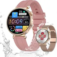 Valdus Damen Smartwatch 1,32 Zoll AMOLED Fitness-Tracker mit Telefonfunktion, IP68 wasserdicht, Herzfrequenzsensor, SpO2 & Schrittzähler – Rosa/... - Gold