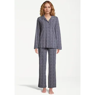 seidensticker Pyjama Light Stretch (Set, 2 tlg) Pyjama - Baumwolle - Atmungsaktiv - Oberteil mit Knopfleiste blau L (40)