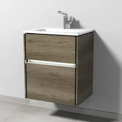 Sanipa Waschtischunterschrank „Twiga“ 515 × 605 × 395 mm in Eiche Nebraska, mit Beleuchtung