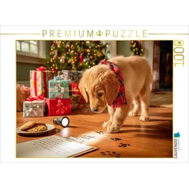 Calvendo Puzzle Weihnachtswelpe auf Spurensuche vor dem Christbaum 1000 Teile Lege-Größe 64x48cm Foto-Puzzle für glückliche Stunden