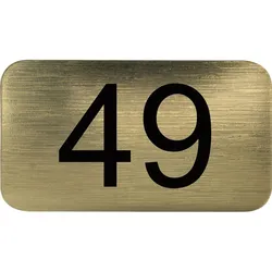 Nummernschild selbstklebend, 35 x 20 mm, Type 49, Kunststoff gold metallic