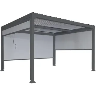 Mendler Alu Pergola HWC-L41 3,68 x 3,7 m inkl. 3 Seitenteile Grau