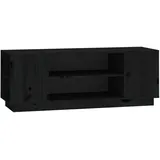 vidaXL TV-Schrank Schwarz 110x35x40,5 cm Massivholz Kiefür