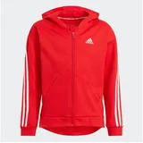 adidas 3-Streifen Kinder Kapuzen-Trainingsjacke rot/weiß 164