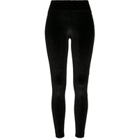 URBAN CLASSICS Ladies High Waist Velvet Leggings in black