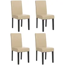 MCW Esszimmerstuhl Littau Leder creme 4er Set