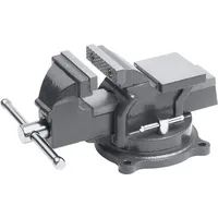 Meister Craft Meister Schraubstock - Drehbar - 75 mm Spannweite - Hochwertige Stahlbacken - Sicheres Fixieren von Werkstücken / Tischschraubstock mit Schutzbacken / Massiver Schraubstock aus Grauguss / 5142500