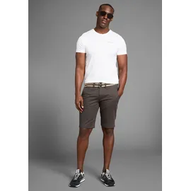 Bruno Banani BRUNO BANANI, Herren, Gr. 30, N-Gr, grau (anthrazit), Twill, Obermaterial: 100% Baumwolle, unifarben, slim fit kniefrei, Hosen Chinoshorts, inklusive Gürtel