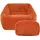 I.C.O.N. Icon Natalia Sitzsack Sessel mit Hocker für Erwachsene, Orange, Flauschiger Cord Stoff, Riesen Sitzsack Cord mit Füllung, Bean Bag Chair, Bequemer Sessel Wohnzimmer, Lounge, Schlafzimmer, Büro