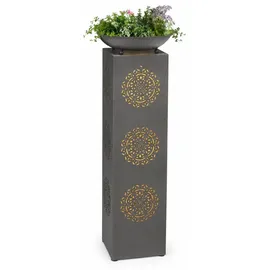 EasyMaxx LED-Dekosäule Metall 87 cm inkl. Pflanzschale Grau