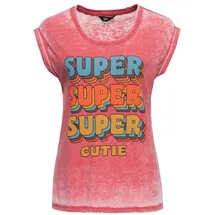 Queen Kerosin Enzym Wash T-Shirt Super Cutie in rot | Gr.: S
