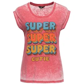 Queen Kerosin Enzym Wash T-Shirt Super Cutie in rot | Gr.: S