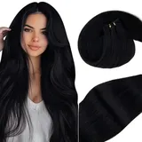 Vivien Tressen Echthaar Extensions Schwarz Echthaar Tressen Extensions Zum Einnahen Remy Extensions Tressen Echthaar Schwarz #1 14 Zoll/60cm 80 Gramm