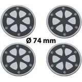 4 x Ø 74 mm Polymere Aufkleber / Dekor / Nabenkappen, Felgendeckel