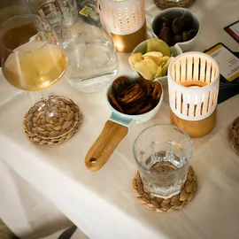 HMF 37235-s6 Untersetzer rund für Gläser, Glasuntersetzer geflochten aus Wasserhyazinthe 6er Set, 10 cm