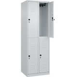 C+P Doppelstock-Spind Classic PLUS, 2 Abteile, 1850x600x500mm, 7035/7035 Verschluss Sicherheits-Drehriegel