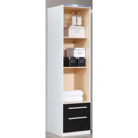 Priess Kleiderschrank PRIESS "Schrank Garderobe Wäscheschrank Barcelona in 5 Breiten", schwarz (schwarz, weiß), B:48cm H:193cm T:36cm, Holzwerkstoff, Schränke, Kleiderschrank, viel Stauraum, geräumige Schubkästen, mit Spiegel, MADE IN GERMANY