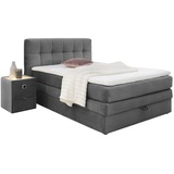 Jockenhöfer Boxspringbett Amy, mit Bettkasten und Kaltschaum-Topper, grau - 61274520-0 Samtoptik,