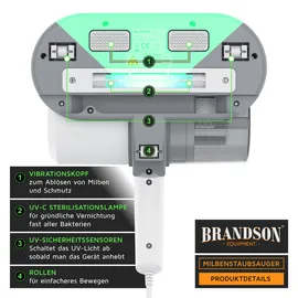 Brandson Matratzenreinigungsgerät Milbenstaubsauger grau|weiß