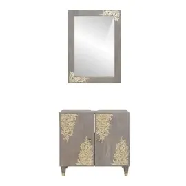 vidaXL Badezimmerschrank-Set 2-tlg. Grau