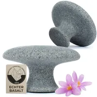 Hot Stone Pilzform-Stein aus zertifiziert echtem Basalt für viel Wärme (2 Stück) – zur Ergänzung deines Hot Stone Massage Sets