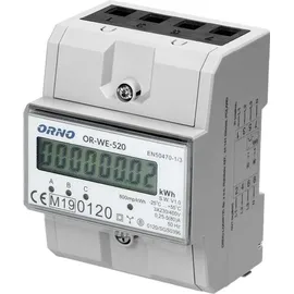 Orno OR-WE-520 Stromzähler Hutschiene 3-Phasen Einweg MID Geeicht und Zertifiziert Weiß