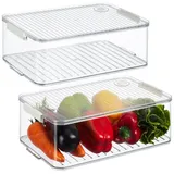 Relaxdays Kühlschrank Organizer 2er Set  Weiß/Transparent