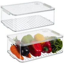 Relaxdays Kühlschrank Organizer 2er Set  Weiß/Transparent