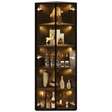 Merax LED Eckvitrine 62×35×160 cm, Vitrinenschrank mit gehärteten Glastüren & Beleuchtung, Sammlungsvitrine, Bücherregal, Eckschrank, Schwarz