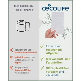 oecolife Toilettenpapier 3-lagig Recycling 27 Rollen
