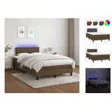 vidaXL Boxspringbett mit Matratze & LED Dunkelbraun 120x200 cm Stoff