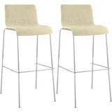 CLP Barhocker 2er Set mit Lehnen stapelbar Metall 150 kg belastbar  Creme/Chrom