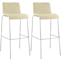 CLP Barhocker 2er Set mit Lehnen stapelbar Metall 150 kg belastbar  Creme/Chrom