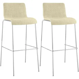 CLP Barhocker 2er Set mit Lehnen stapelbar Metall 150 kg belastbar  Creme/Chrom
