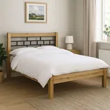 Doppelbett 140x200 GRENADA + Lattenrost, Eichenfarbe, Massivholz MOBELD
