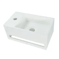 Aloni Solid Surface Waschbecken + Handtuchhalterung Hahnloch Links 36x20x16cm